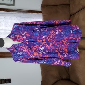 Denim&Co D&CO Bright Colored Long Roll Tab Sleeve Women's Blouse Size M